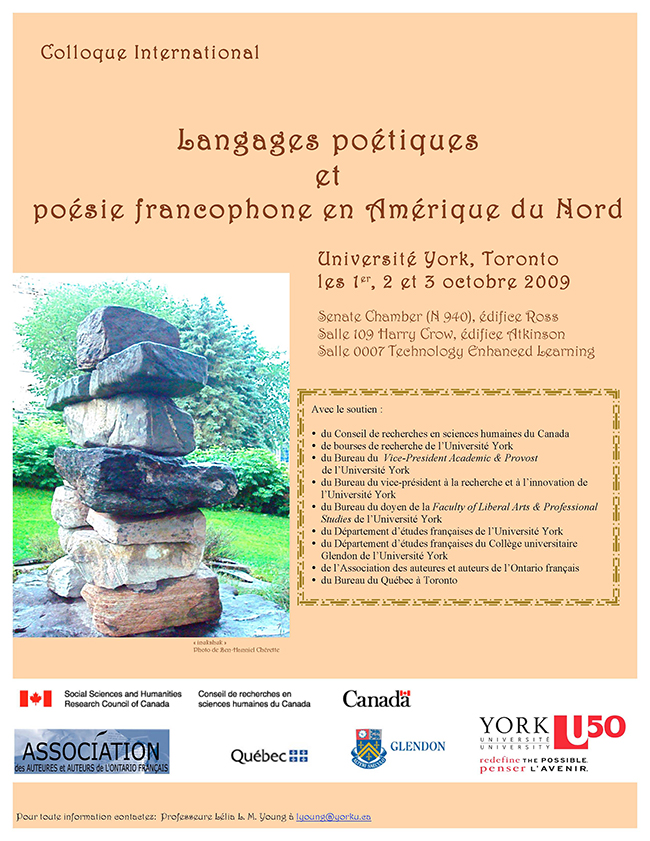 Languages poétiques et poésie francophone en Amerique du Nord promotional flyer